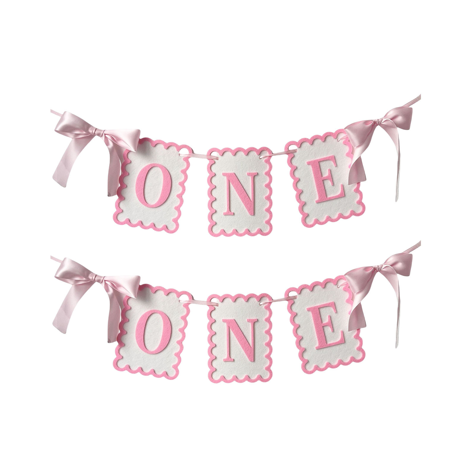ONE High Chair Banner for Girl First Birthday, High Chair Banner Sweet One Pink Bow 1st Birthday Decorations, 2Pcs
